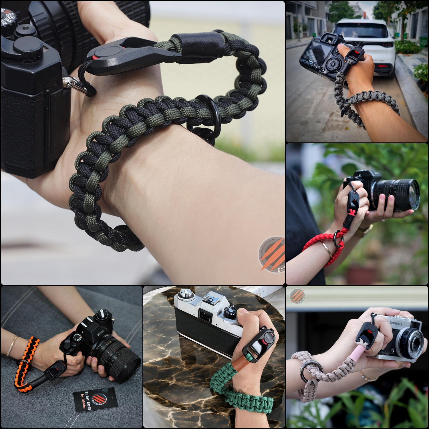 Dây Đeo Tay Máy Ảnh Thao Tác Nhanh Trơn Màu Paracord