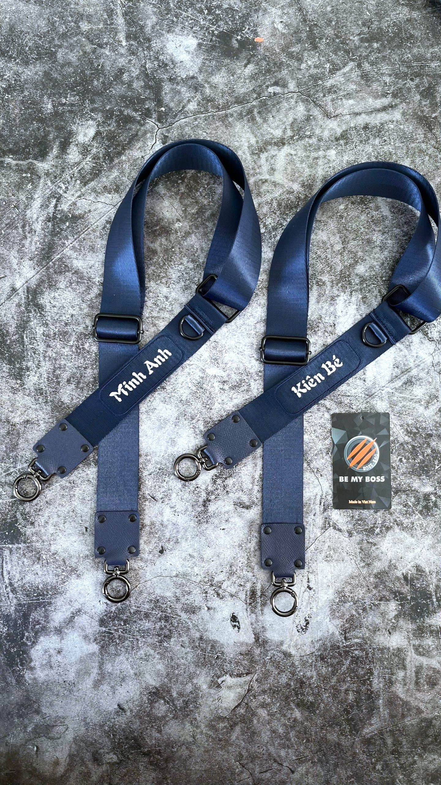 Dây Túi Xách Custom Thêu Tên – Xanh Đen (Navy)
