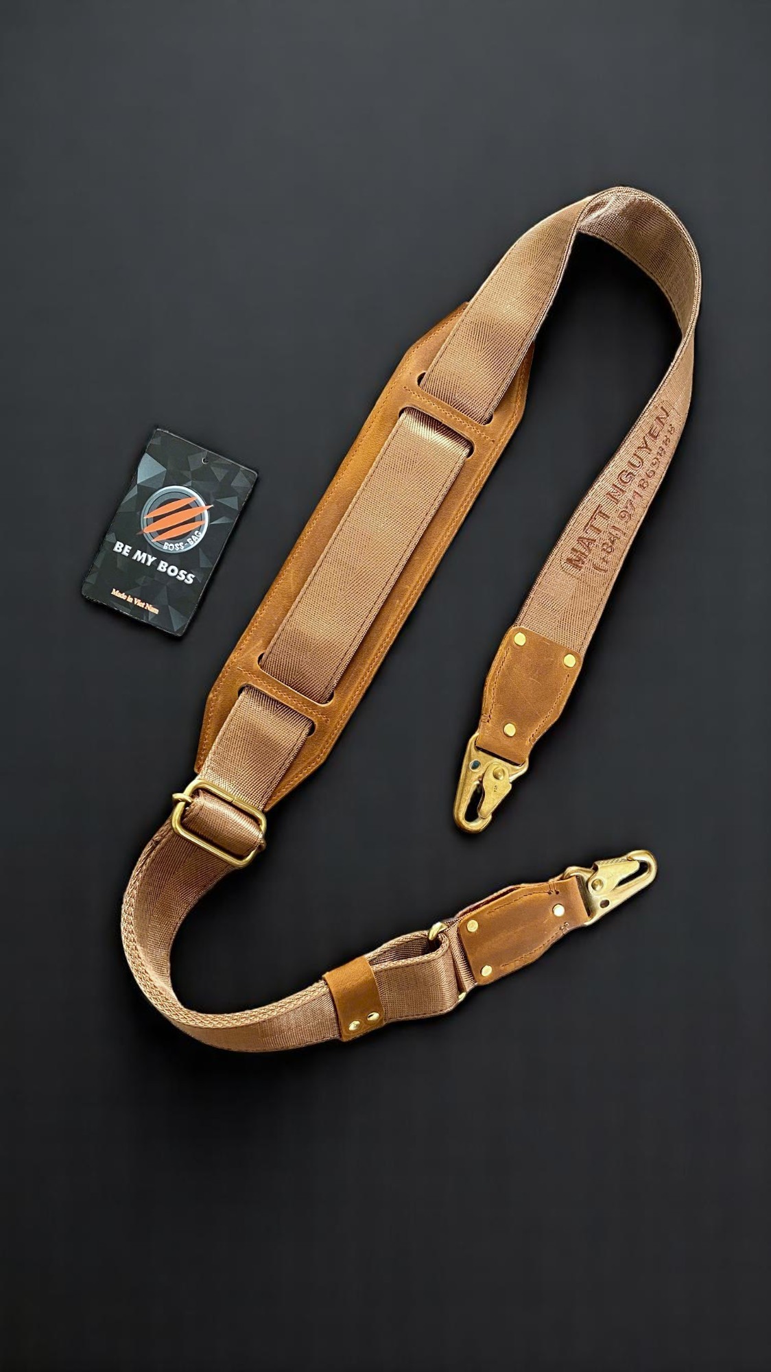 [Khóa Đồng] Dây Túi Xách Custom – Nâu Camel