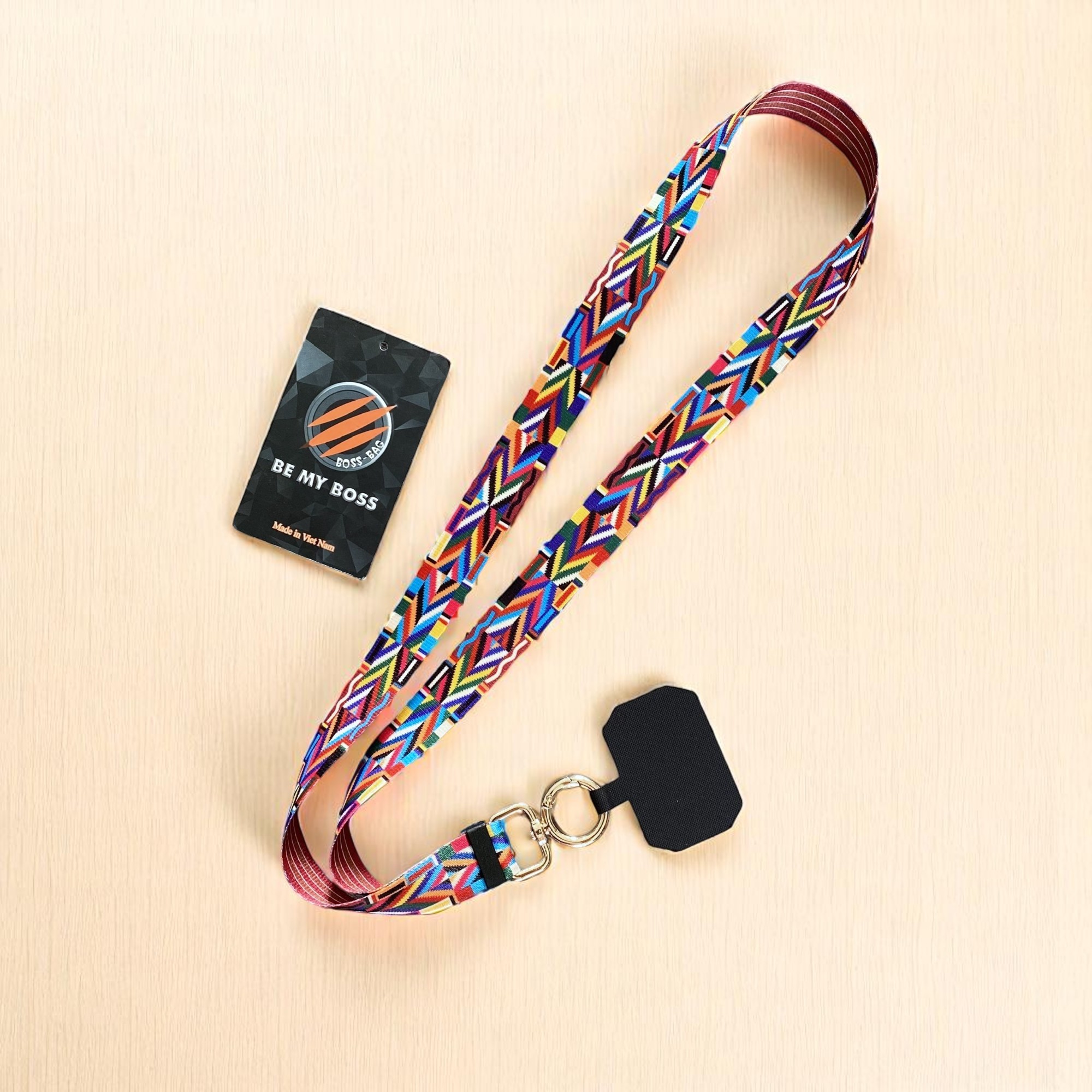 Dây Đeo Thẻ Họa Tiết Thổ Cẩm Xương Cá Size 2cm