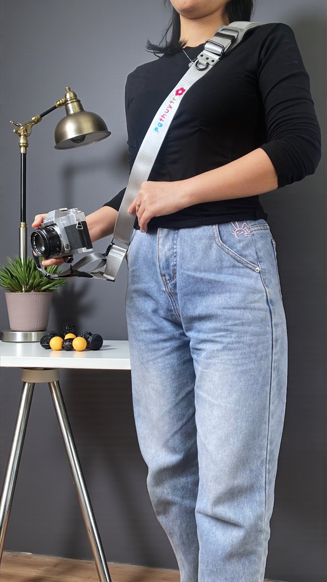 [2 in 1] Dây Đeo Chéo Thao Tác Nhanh Bạc Thêu Tên